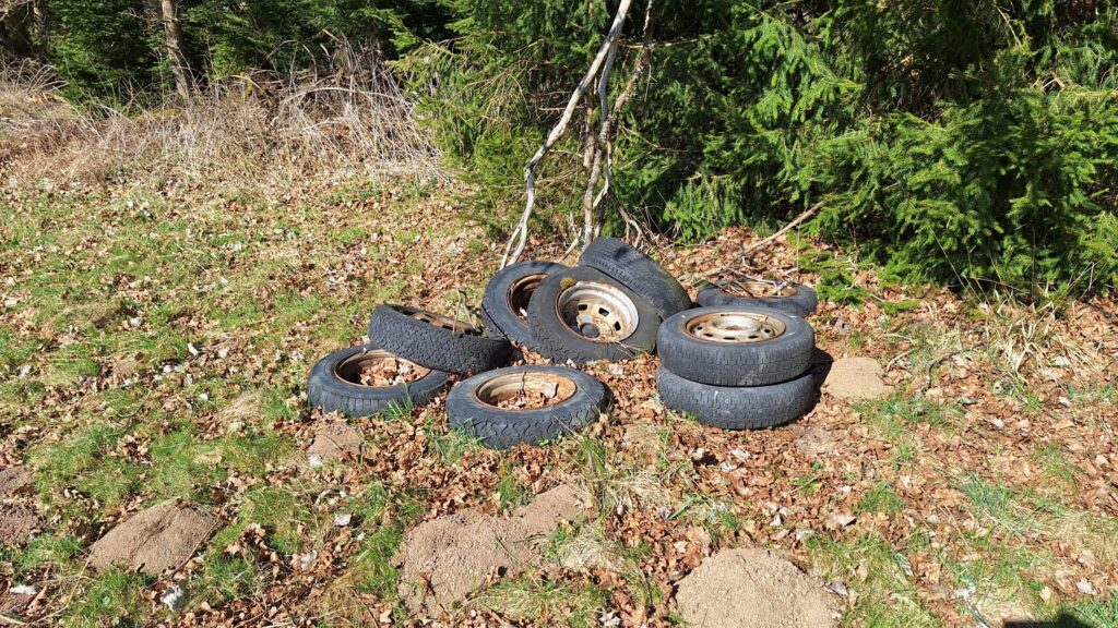 Altreifen entsorgt im Unterhölzer Wald in Baden-Württemberg