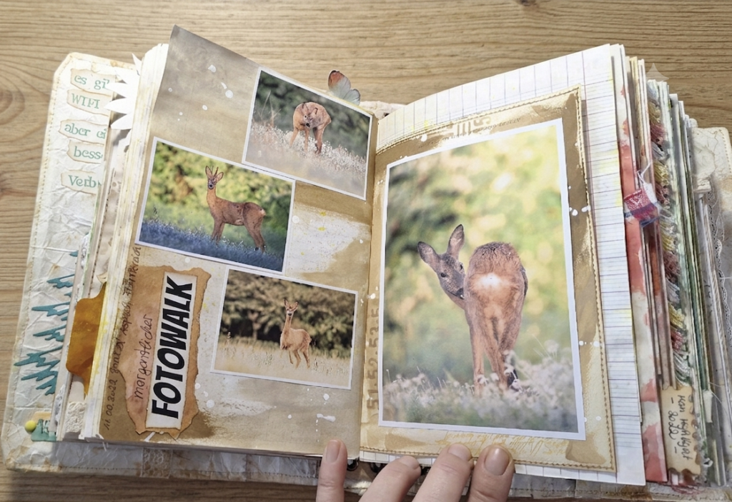 Eine Seite aus meinem Junk Journal nature mit einer Rieke