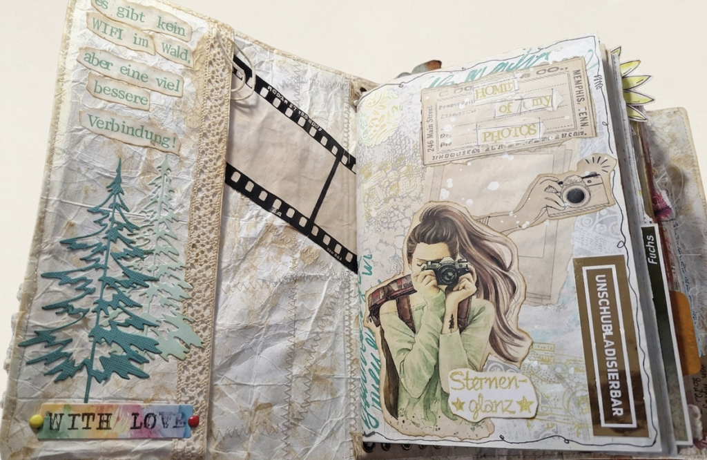 Mein nature Junk Journal, Startseite rechts mit Tasche
