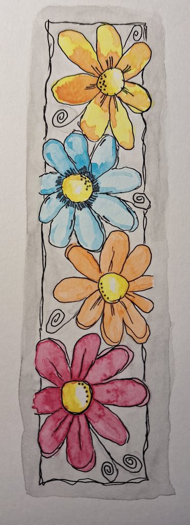 Lesezeichnen mit Aquarell und Fineliner